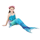 olcso Lányok jelmezei-Sellő Ariel Mermaid Tails Fürdőruha Bikini Hableány Szabadság for Lány Gyermek Álarcos mulatság
