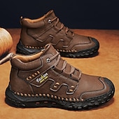 cheap Hiking Boots-Men&#039;s Brown Faux Leather Outdoor Hiking Boots with Handcrafted Stitching, Lace-Up Design, and Non-Slip Sole - Durable and Comfortable Adventure Footwear