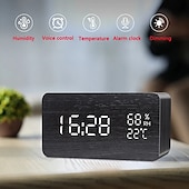 זול מכשירי חשמל לבית-שעוני עץ מעוררים led שעון דיגיטלי אלקטרוניקה אילם נודניק הורלוג טמפרטורה ולחות תצוגת שולחן כתיבה חדר שינה