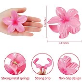 cheap Hair Styling Accessories-1PC Flower Claw Clips Hawaiian Hair Clips Plumeria Hair Clips Large Hair Claw Clips for Thick Hair 3.3 inch Medium Claw Clips for Thin Hair Strong Hold Nonslip Hair Clips Beach Hair Accessories for Women and Girls -Hawaii