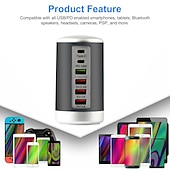 Недорогие USB-концентраторы-6-портовое настольное зарядное устройство, 65-ваттная зарядная станция с usb-концентратором (3 x usb+type c+qc3.0+pd 18 Вт), настольная зарядная станция с многопортовым зарядным