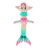 olcso Lányok jelmezei-Sellő Ariel Mermaid Tails Fürdőruha Bikini Hableány Szabadság for Lány Gyermek Álarcos mulatság