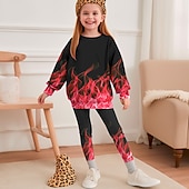 billige Jentas 3D-visjon og skinne-Jente 3D Grafisk Gradient Ramp Sweatshirt &amp; Joggebuksesett Langermet 3D-utskrift Høst Vinter Aktiv Mote Daglig Barn 3-12 år utendørs Feriereise Stevnemøte Normal