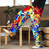 preiswerte Bedruckte Freizeithosen für Herren-Herren Hose Hosen Sommerhosen Strandhose Kordelzug Elastische Taille 3D-Druck Farbblock Grafik-Drucke Geometrie Komfort Casual Täglich Festtage Strassenmode Hawaiianisch Hellgrün Rote