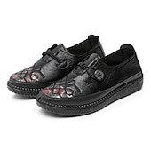 ieftine Mocasini de Damă-mocasini vintage de dama bordeaux cu design floral brodat - pantofi confortabili casual cu slip-on