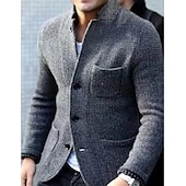 preiswerte Lässige Jacken-Herren Jacke Freizeitjacke Outdoor Freizeitskleidung Warm Taste Tasche Herbst Winter Glatt Modisch Strassenmode Ständer Standard Schwarz Blau Grau Jacken