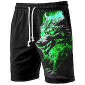 olcso férfi 3d izzadt rövidnadrág-Férfi Grafika Állat Farkas Izzadt nadrág Strand rövidnadrág Terry Shorts Közepes csípő Alkalmi Sportruházat Napi Szabadság Utcai öltözék Zsinór Rugalmas derék 3D nyomtatás Tervező Ruházat