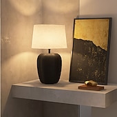 economico lampada da comodino-lampada da comodino lampada da tavolo, moderna lampada da tavolo alta in ceramica retrò 1 pezzo con paralume in tessuto beige lampada da comodino per comodino camera da letto soggiorno camera dei