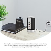 Недорогие USB-концентраторы-6-портовое настольное зарядное устройство, 65-ваттная зарядная станция с usb-концентратором (3 x usb+type c+qc3.0+pd 18 Вт), настольная зарядная станция с многопортовым зарядным