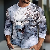 abordables Camisetas con estampado animal-Hombre Animal Camiseta Camisetas gráficas Manga Larga Camiseta Impresión 3D Cuello Barco Camisa Design Casual Exterior Diario Vacaciones Burdeos Azul Piscina Verde Trébol Primavera verano Ropa S M L