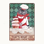 cheap Metal Tin Sign-1pc Retro Metal Tin Sign Cute Cat Tin Sign Vintage Kitchen Signs Wall Decor, Painting Wall Hanging for Home Decor Wall Art Metal Tin Sign 20x30cm/8&#039;&#039;x12&#039;&#039;