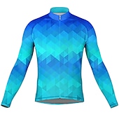 billiga Tröjor för män-Herr Cykeltröja Grafisk Lutning Långärmad Cykel Överdelar med 3 bakfickor Bergscykling Vägcykling Snabb tork Reflexremsa Bakficka Fuktabsorberande sporter Blå Mörkgrön Orange Kläder