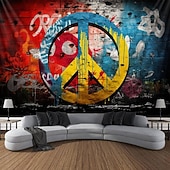 abordables tapisseries trippantes-hippie groovy tapisserie suspendue art mural grande tapisserie décor mural photographie toile de fond couverture rideau maison chambre salon décoration amour paisible années 1950 festival de musique