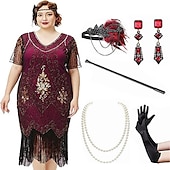 olcso Öltözetek-Retró Ordító 20-as évek 1920-as évek Flapper ruha Ruhák Szerepjáték Jelmezek A nagy Gatsby Esküvői Vendég Flitter Rojt Jelmez Női Karácsony Mindszentek napja Farsang Halloween Buli / Este Esküvői