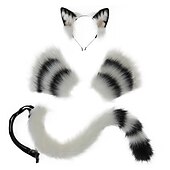 baratos Acessórios de penteados-Bonito de pelúcia besta orelha headwear luvas de dedo aberto besta cauda cosplay prop acessórios acessórios para o cabelo conjunto cauda gato