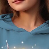 tanie 3D kreskówka dziewczyny-Dla dziewczynek 3D Kreskówki Jednorożec Bluza z Kapturem Pullover Długi rękaw Druk 3D Jesień Zima Aktywny Moda Śłodkie Dzieci 3-12 lat Na zewnątrz Codzienny Regularny
