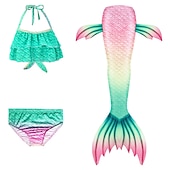 olcso Lányok jelmezei-Sellő Ariel Mermaid Tails Fürdőruha Bikini Hableány Szabadság for Lány Gyermek Álarcos mulatság