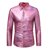 preiswerte Oberteile-Disko 1980er Glänzend Metallisch Bluse / Hemd Maskerade Disco Herren Karnevalskostüm Maskerade Party / Abend Junggesellinnenabschiedsparty Pride Parade Erwachsene Hemd