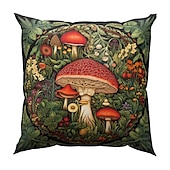 abordables Style Vintage-Housse de coussin double face, taie d&#039;oreiller carrée décorative douce en forme de champignon fantaisie, pour chambre à coucher, salon, canapé, chaise, 1 pièce