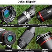 abordables Télémètres et télescopes-48x super téléobjectif zoom objectif de téléphone portable puissant télescope monoculaire en métal mobile hd téléobjectif avec trépied pour le camping