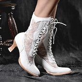 abordables années 1930-bottes blanches à lacets de style victorien pour femmes avec empiècements en dentelle - chaussures vintage élégantes pour les mariages et les occasions spéciales
