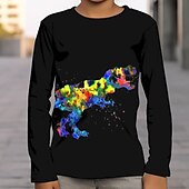 tanie 3D zwierzęta dla chłopca-Dla chłopców 3D Graficzny Wszechświat Dinozaur Podkoszulek T-shirt Długi rękaw Druk 3D Lato Wiosna Jesień Sport Moda Moda miejska Dzieci 3-12 lat Na zewnątrz Codzienny Regularny