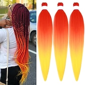 cheap Crochet Hair-Ginger Golden Ombre Braiding Hair Pre Stretched Kanekalon Braiding Hair Box Braids Human Hair Extensions 26 inch