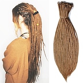 cheap Crochet Hair-36 Blonde Dreadlocks Extension Soft Handmade Synthetic Crochet Hair Super Long 0.6cm Dread Extensions Reggae Style for Women