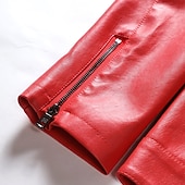 preiswerte Kunstlederjacke-Herren Kunstlederjacke übergangsjacke Bikerjacke Rote Lederjacke Party Alltagstauglich Thermowarm Winddicht Kunstpelzbesatz Herbst Einfarbig Punk Mode Revers Regulär Kunstleder Schlank Schwarz Rote