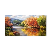 preiswerte Landschaftsgemälde-Handgefertigte Ölgemälde auf Leinwand, Wandkunst, Dekoration, Flüsse und Seen spiegeln die natürliche Landschaft für die Inneneinrichtung wider, gerolltes, rahmenloses, ungedehntes Gemälde