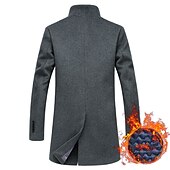 billiga Trenchcoat för män-Herr Vinterkappa Yllekappa Rock Trenchcoat Utomhus Dagliga kläder Höst vinter Polyester Vindtät jacka Ytterkläder Kläder Mode Streetwear Slät Drottning Anne Enkelknäppt med Ett Knapphål