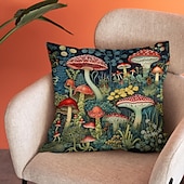 abordables Style Vintage-Housse de coussin double face, taie d&#039;oreiller carrée décorative douce en forme de champignon fantaisie, pour chambre à coucher, salon, canapé, chaise, 1 pièce