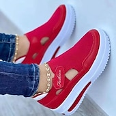 cheap Women's Sneakers-Women's Blue and Pink Breathable Mesh Slip-On Wedge Sneakers with Air Cushion Sole - Perfect for Casual Walks and Everyday Wear