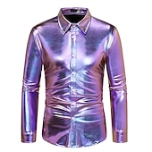 preiswerte Oberteile-Disko 1980er Glänzend Metallisch Bluse / Hemd Maskerade Disco Herren Karnevalskostüm Maskerade Party / Abend Junggesellinnenabschiedsparty Pride Parade Erwachsene Hemd