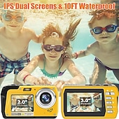 cheap Camera &amp; Photo-4K30FPS Waterproof Camera 56MP Underwater Cameras UHD Video Recorder Selfie IPS Dual Screens(3/2) 10FT Waterproof Digital Camera for Snorkeling on Vacation 1700mAh