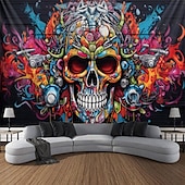 Χαμηλού Κόστους Trippy Tapestries-γκράφιτι κρανία κρεμαστά ταπισερί τοίχου τέχνη μεγάλη ταπετσαρία τοιχογραφία διακόσμηση φωτογραφία σκηνικό κουβέρτα κουρτίνα σπίτι υπνοδωμάτιο διακόσμηση σαλονιού