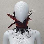 levne Příslušenství a další-Retro Punk a gotika Náhrdelník Péřový límec Čerodějnice Zlý Dámské Fantazie Steampunk Valpuržina noc Plesová maškaráda Večírek Dospělé Šály
