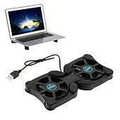 cheap Stands &amp; Cooling Pads-Foldable USB Cooling Fan Mini Notebook Cooler Cooling Pad Quiet Stand Double Fans For 7 to 15 Inch Notebook Laptop PC