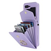 お買い得  サムスン用ケース-電話 ケース 用途 サムスンのギャラクシー Zフリップ6 Z Flip 5 Z Flip 4 Z Flip 3 ウォレットカードケース バンカーリング ストラップ付き 紛失・盗難防止 レトロ風 PC PUレザー