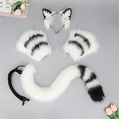 cheap Hair Styling Accessories-Simulated Beast Ears and Tail Cosplay Show Props Hair Accessories Beast Claw Cat Tail Cat Claw Cute Plush Cat Set