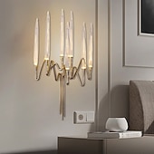 abordables Apliques de pared de cristal-luces de pared de interior de cristal k9 7 cabezas de oro led aplique de pared de estilo nórdico sala de estar tiendas cafés acero blanco cálido luz de pared blanco cálido 110-240v