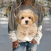 economico Negozio Grafico Felpe &amp; Cappucci-felpa da donna pullover cane strada casual sport basic girocollo manica lunga top micro-elastico autunno&amp;amp;tessuto morbido traspirante invernale confortevole