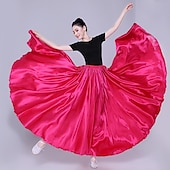 voordelige Buikdanskleding-Buikdans Latijnse dans Ballroomdansen Rokken Pure Kleur Dames Prestatie Feest Hoog POLY