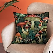 abordables Style Vintage-Housse de coussin double face, taie d&#039;oreiller carrée décorative douce en forme de champignon fantaisie, pour chambre à coucher, salon, canapé, chaise, 1 pièce