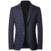 levne Pánské blejzry-Pánské Promoce Koktejlové oblečení Blejzr Obchod Formální večer Klasické &amp; nadčasové Jaro Podzim Polyester Pléd Kostkovaný Formální styl Svatba Jednořadové sako s dvěma knoflíky Blejzr Čern