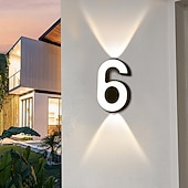 cheap Outdoor Wall Lights-LED House Numbers Outside Wall Light IP65 Waterproof LED Floating Home Address Number Stainless Steel Large, Modern House Numbers for Outside, Yard, Street 110-240V