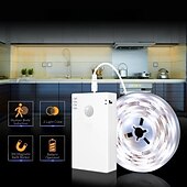 billige USB-stripelys-1m 3M 4m Fleksible LED-lysstriper 30/90/120/150 LED 2835 SMD 1set Varm hvit Hvit LED Stripelampe Koblingsbar Kroppssensor 5 V