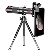 abordables Télémètres et télescopes-48x super téléobjectif zoom objectif de téléphone portable puissant télescope monoculaire en métal mobile hd téléobjectif avec trépied pour le camping