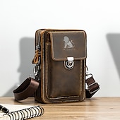 cheap Men&#039;s Bags-Men&#039;s Vintage Brown Leather Crossbody Bag with Adjustable Strap and Multiple Compartments - Ideal for Travel and Daily Use