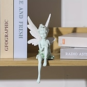 billige hageskulpturer og statuer-1 stk fe statue hage dekorasjon fe genie statue harpiks håndverk blomst fe hage dekorasjon